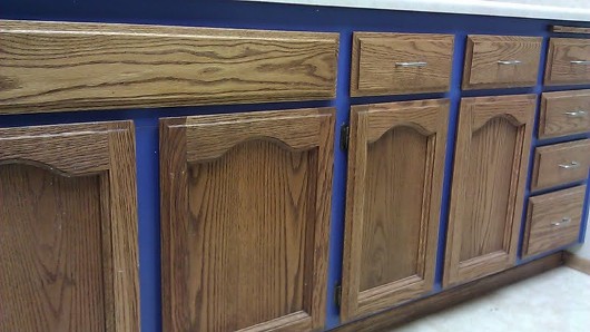 blue cabinetry in the kitchen